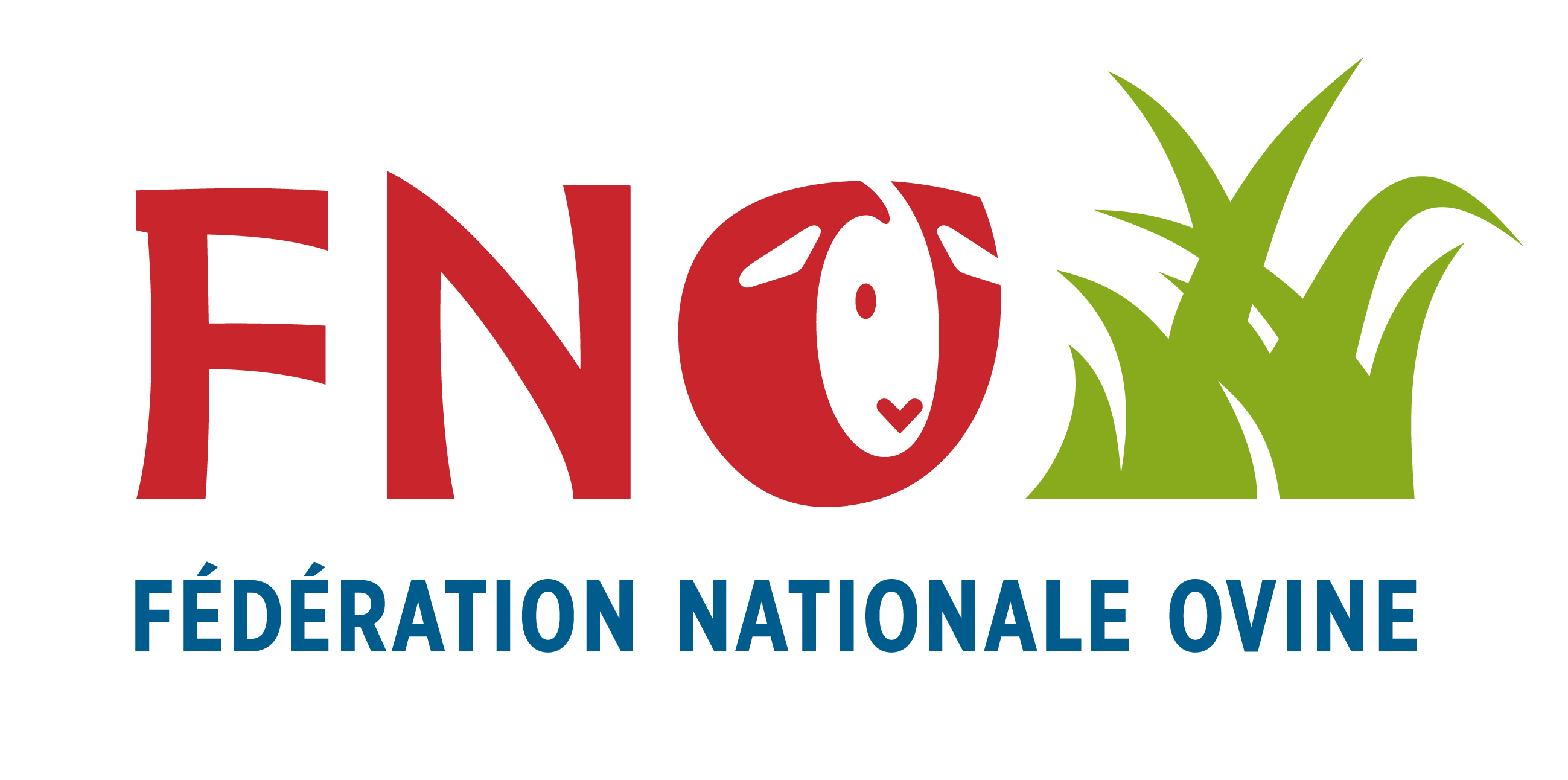 Logo of the Fédération Nationale Ovine featuring red 'FNO' text, a sheep graphic, and green grass in the background.