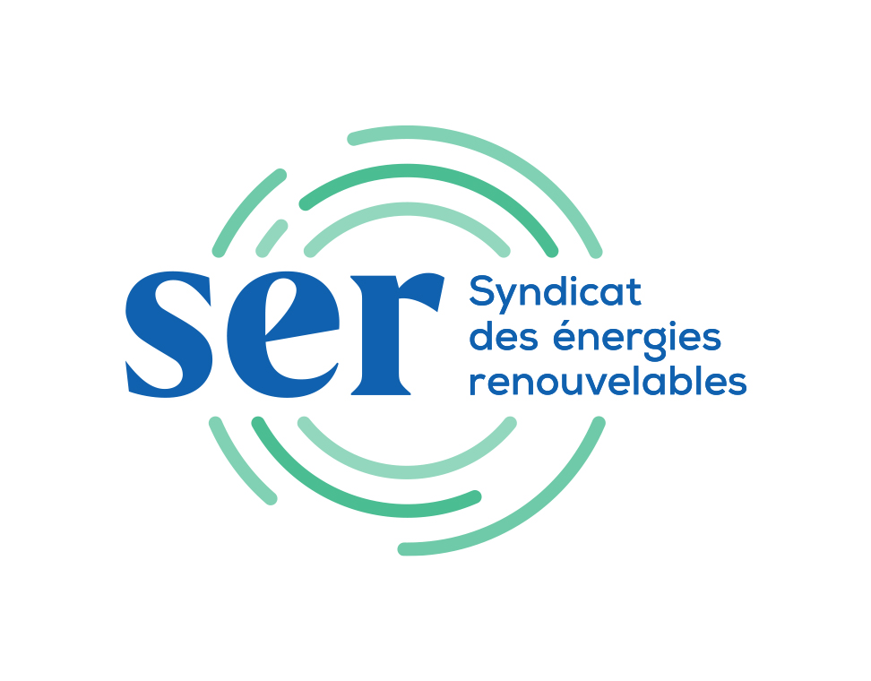 The logo of Syndicat des énergies renouvelables features the word 'ser' in blue and the full name in light blue.