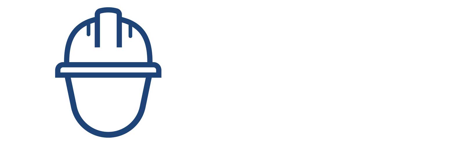 A blue safety helmet icon on a white background, representing workplace safety.